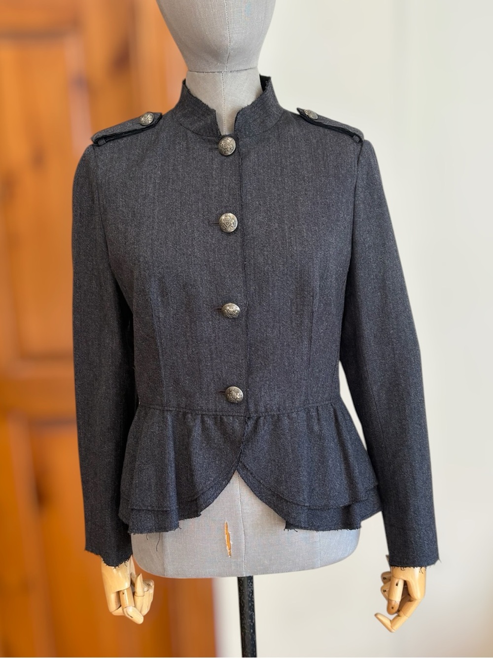 Banana Republic Dark Gray Military-Style Peplum Blazer
